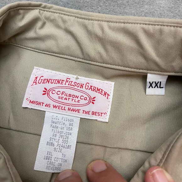 C.C. Filson Padded Shooting Shirt Mens XXL Beige Short Sleeve Made in USA - Picture 4 of 8